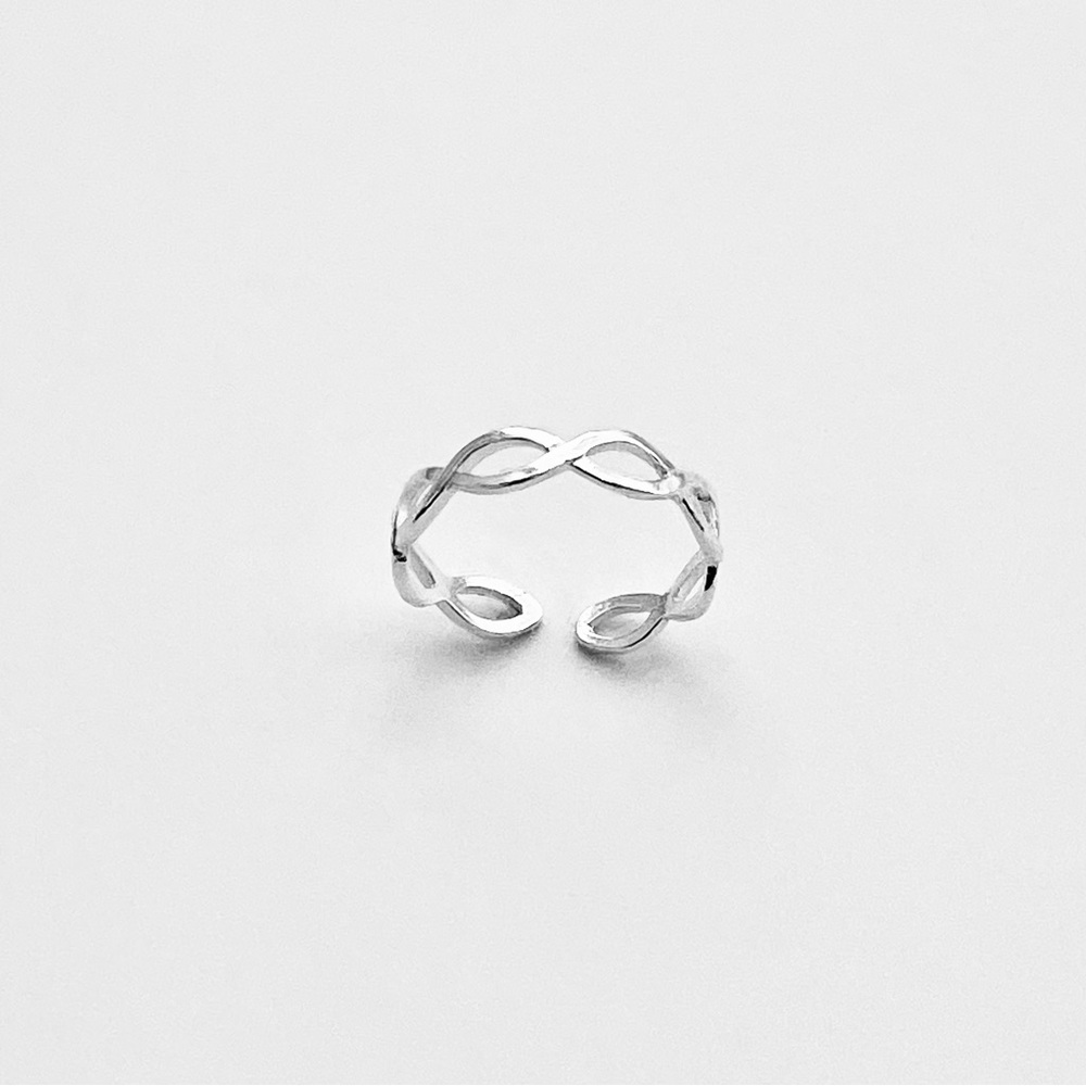 Sterling Silver Thin Braided Toe Ring, Dainty Rin… - image 2